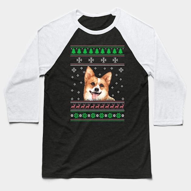 Cute Welsh Corgi Dog Lover Ugly Christmas Sweater For Women And Men Funny Gifts Baseball T-Shirt by uglygiftideas